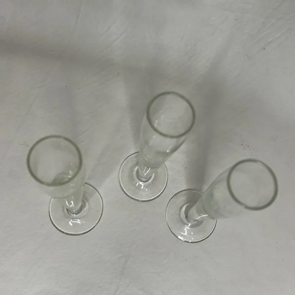 Liquor Cordial 2 Oz Shot Glass Flower Vase 1 In Round 6 1/4 In Tall Set 3 Used
